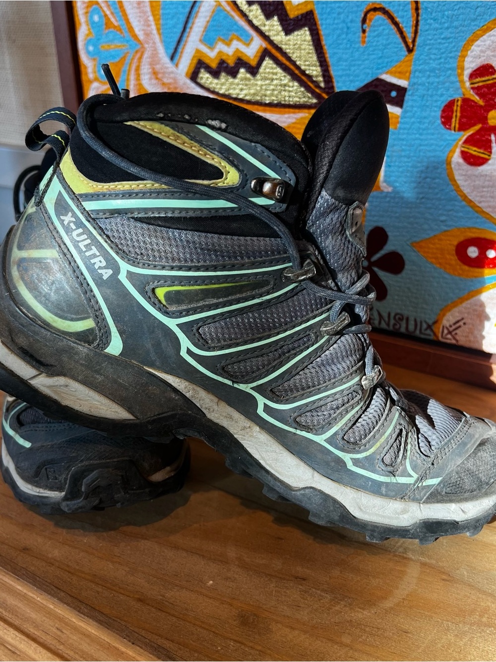 Salomon Lace-Up Women’s Hiking Boots in navy and Mint